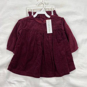 NWT Baby Girl Burgundy Velvet Dress with Bloomers